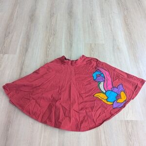Zachary's Smile Red Circle Skirt with Colorful Floral Patch